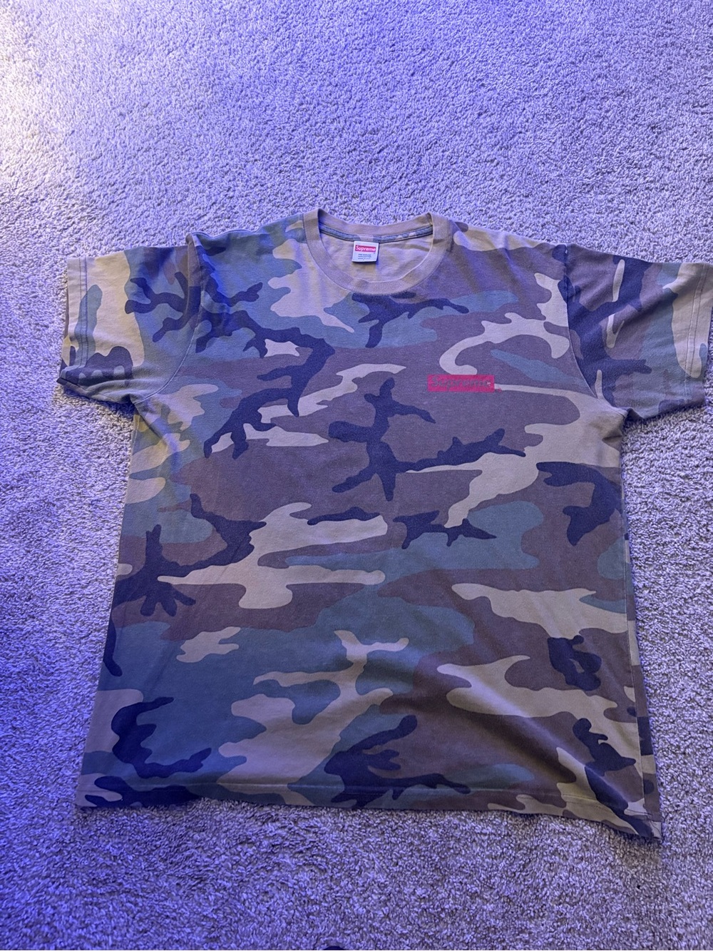 Supreme Men’s Camo Tee with Red Logo - Olive/Green/Brown